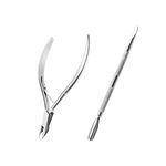 NEOVN Cuticle Remover Full Jaw Trimmer Nippers with Cuticle Pusher - Professional Carbon Cuticle Cutter - Stainless Steel Cuticle Nail Pushers - Pedicure Manicure Tools for Fingernails and Toenails