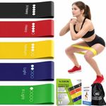 TechStone Resistance Bands Set for Men and Women, Pack of 5 Different Resistance Levels Elastic Band for Home Gym Long Exercise Workout – Great Fitness Equipment for Training, Yoga – Free Carrying Bag