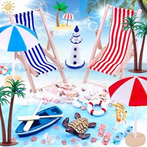 15 Pièces Paysage de Plage Miniature, Accessoire de Plage Miniature Parasol de Plage, Miniature de Plage Décoration Jouets, Mini Parasol Petit Palmier Pour Bricolage Jardin Bac À Sable Piscine Cadeau