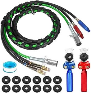 Autsurles 12FT Air Lines for Tractor Trailer Semi Truck, 7 Way Air Hose for Semi Truck 3 in 1 ABS & Power Airlines Hose Wrap Electrical Cable with Gladhands Teflon Tape