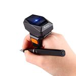 Eyoyo 2D Finger Ring Barcode Scanner, Mini Wearable 3-in-1 USB Wired & 2.4G Wireless & Bluetooth Scanner, Image 1D QR Bar Code Reader PDF417 Data Matrix Screen Scan for iPad, Smartphone, PC