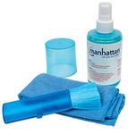 Manhattan LCD Cleaning Kit, Alcohol-free, Includes Cleaning Solution (200ml), Brush and Microfibre Cloth, Ideal for use on monitors/laptops/keyboards/etc, Blister