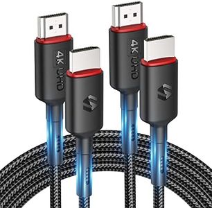 Silkland 4K HDMI Cable 10ft [2 Pack, Flexible Braided] High Speed HDMI 2.0 Cord 18Gbps 4K 60Hz, Support ARC, HDR, 3D, HDCP 2.2, Ethernet, Compatible with TV, Soundbar, Blu-Ray, PS4/5, Xbox, Projector