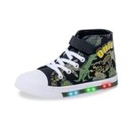 Boys Trainers Kids High-Top Flashing Canvas Shoes Unisex Child Light Up Lightweight Casual Shoes Green Dino Size 7