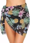 Ekouaer Women's Short Sarongs Chiffon Cover Ups Sheer Bikini Wraps for Swimwear Pineapple Print Medium