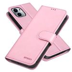 JOYSIDEA iPhone 12/12 Pro Leather Wallet Case, Premium PU Leather Flip Folio Case with Card Holder, Kickstand and Shockproof TPU Cover for iPhone 12/12 Pro 6.1 inch, Pink