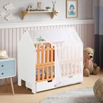 Fisher-Price Nest Baby Crib with Drawer & Mosquito Net (with Mattress, White)