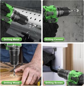 Ginour 21V Brushless Cordless Combi Drill Set – 2x2.0Ah, 48-Piece Kit