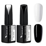 VENALISA 2Pcs 15ml Black White Gel Nail Polish Kit, Nail Gel Polish Set Soak Off UV LED Nail Art Starter Manicure Salon DIY at Home