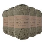 Utopia Crafts Re-Cotton Knitting Yarn, 5X 100g (Olive Haze)