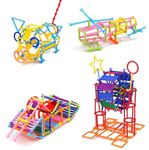 VGRASSP 175 Plus Pieces Magic Building Stick Kit Blocks Toy for Kids | Connector Set for Innovative Shapes and Designs | Creative Colorful Straw Puzzle Kit