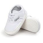 RVROVIC Baby Boys Girls Shoes Canvas Toddler Sneakers Anti-Slip Infant First Walkers 12Color (12cm (6-12months), White)