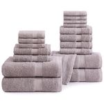 Cotton Bath Towels for Bathroom Set-18 PC Bathroom Towels Set-4 Bathroom Towel Set, 6 Hand Towels for Bathroom, 8 Washcloths, Soft Turkish Towel Sets for Bathroom - Platinum Bath Towels Set