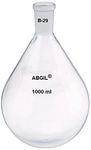 ABG BOROSILICATE GLASS PEAR SHAPED RECOVERY FLASK, SINGLE NECK, ROUND BOTTOM (1000ML) COMPATIBLE FOR ROTARY VACUUM EVAPORATOR. JOINT SIZE B-29 (29/32)