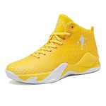 MCZFNF High Top Basketball Shoes, Mens Basketball Shoes Fashion Running Sneakers Lightweight Sport Shoes for Athletic Men Women Teenagers Yellow