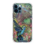 ZHONGWEI Clear Phone Case Suitable for iPhone 12/12 Pro with Hummingbird Colourful Pattern Four Corner Reinforced Shockproof and Protective Phone Cover Case