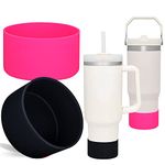 QIANHAI Silicone Boots for Stanley Quencher Adventure 40oz Tumbler with Handle & Stanley IceFlow 30oz 20oz, Bottom Sleeve Fits for Hydro Flask Water Bottle Accessories (1Black1RoseRed)