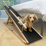 DoggoRamps Dog Ramp for Beds - Adjustable up to 37" High Beds with Low Incline, Safety Rails & Anti-Slip Grip, for Small Dogs up to 50lbs - Solid Hardwood, Made in North America