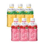 Mogu Mogu Strawberry and Mango Juice 25% with NATA De Coco | Energy Booster Drink | Full of Fruit Fibres | No Added Preservatives and Colours - (Pack of 6, 320ml each)