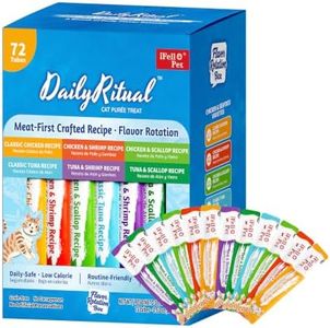IFELLO PET High-Meat Lickable Cat Treats, Variety Pack – Real Chicken & Seafood – Smooth Creamy Purée – Grain-Free (72, Chicken Mix)