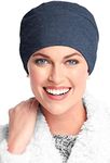 Headcovers Unlimited Three Seam Cotton Sleep Cap-Caps for Women with Chemo Cancer Hair Loss Dark Denim