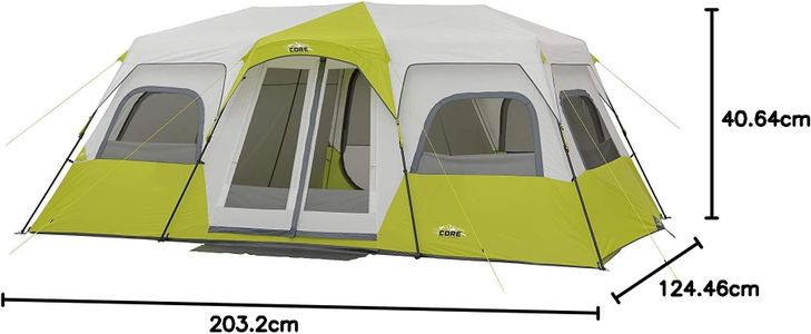CORE 12-Person Instant Cabin Tent – Large 3-Room Family Pop Up, Fast Setup