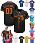 Xiuyours Black Custom Baseball Jersey Personalised Name Number Logo Baseball Top Customised Men Women Kids Softball Jersey Shirts, S-4XL