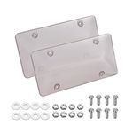 JMGO 2pcs License Plate Frame Cover Unbreakable Acrylic License Plate Protector with 4 Holes Screw and Caps, 12 x 6 inch Clear Car Tag Covers, Smoked Grey