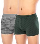 DAMENSCH Men Deo-Soft Supima Modal Trunks-Pack of 2-Dashed Silver, Darted Green-Medium