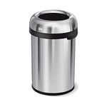 simplehuman 115 Litre / 30 Gallon Bullet Open Top Trash Can, Commercial Grade Heavy Gauge, Brushed Stainless Steel