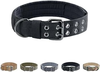 EXCELLENT ELITE SPANKER 1.5" Width Military Dog Collar Adjustable Metal D Ring & Buckle Working Dog Collar for Medium Large Dogs (Black-XL)