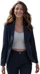 YUNCLOS Women's Casual Long Sleeve Button Slim Work Office Blazer Jacket Navy