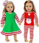 Ecore un 2 Set 18 Inch Doll Christmas Clothes Dress Pajamas Outfits for 18 Inch Girl Doll