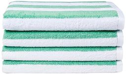 Amazon Basics Cabana Stripe Beach Towel - Pack of 2, Green