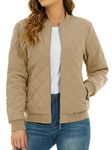 TACVASEN Lightweight Jacket for Women Casual Bomber Jacket with Pockets Sport Baseball Jacket Varsity College Jacket,Khaki,M