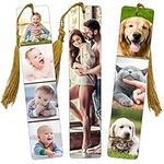 Personalized Bookmarks with Picture Text - Wooden Custom Bookmarks Photo - Double-Sided Customized Bookmark with Gold Tassel for Men Women Kids Gifts for Birthdays Christmas Valentine's Day