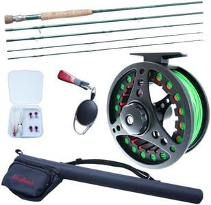 KingKatch Fly Fishing Rod Combo, 4 Piece Portable 8WT Fly Rod with Extra Spare Tip, Pre-Loaded Fly Reel and Fly Line with Flies, Complete Starter Kit for Trout, Bass and Freshwater Fishing