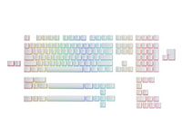 Glorious Gaming 145x Aura Keycaps V2 - PBT Pudding Keycaps, RGB Friendly with Transparent Fonts & Sides, PBT Material for Durability & Deep Acoustics, Fits Any MX-Style Stem, US/UK Layout - White