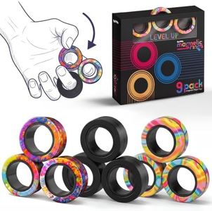 BUNMO Magnetic Fidget Rings 9pk – Cool Fidgets for Teens, Quiet Fidget Toys, Fidget Toys Adults, Maximum Strength 8 N50 Magnets, Learn Cool Tricks, Teen Gifts, Fidgets for Kids 8-12, 3 Unique Colors