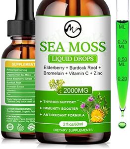 M inch Sea Moss Liquid Drops - Irish 2000mg with Elderberry Burdock Root Bromelain Vitamin C and Zinc 98 Essential Minerals Seamoss Supplement for Immune Joint Digestion Aging Support 2oz 0.141 kg