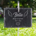 Jodimitty Personalised Pet Memorial Plaque with Hook Stake, Custom Name & Life Span & Message & Pattern, Engraved Plaques Stand Grave Stones Dog Cat Memorial Gifts Keepsakes (Rectangle)