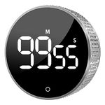 LFF Digital Kitchen Timers, Visual Timer with Large LED Display, Magnetic Countdown Countup Clock for Classrooms, Cooking, Studying, Teaching, Volume Adjustable Timer for Kids, Sliver