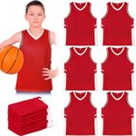 Sintege 12 Pcs Blank Basketball Jersey Youth Basketball Practice Jerseys Boys Plain Athletic Sports Shirts Team Uniform, Red, L