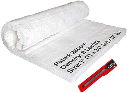 Simond Store Ceramic Fiber Blanket, 8LB 2600F, 1" x 12" x 24", High Temperature Insulation for Forge Furnace Wood Stove Fireplace Kiln Pizza Oven Insulation, Dishwasher Insulation Blanket with Knife