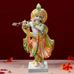 NIRAJ ART Marble Beautifully Handicraft & Design Lord Krishna Idols Statue (Standard size)