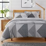 Olivia Rocco Easy Care Printed Duvet Cover Set 100% Polyester Breathable Stylish Comforter Reversible Quilted Bedding Bed Sets With Pillowcases JASPER DUVET SET, GREY KING