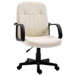 HOMCOM Swivel Executive Office Chair PU Leather Computer Desk Chair Office Furniture Gaming Seater - Cream White