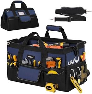 Amento 18-Inch Heavy Duty Tool Bag, 22 Pockets Empty Tool Box Organizer Storage, Soft Tote Toolbox Organization Portable Handle Carrying Work Toolbag for Electrician Mechanic, Dad Men Gifts, Blue