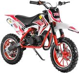 PAPABA 49CC Dirt Bike for Kids, 2-Stroke Gas Power Kids Dirt Bikes with Shock Absorption Springs and Front Rear Disc Brakes, 12 Inch Mini Motorcycle for Kids Teen 12+, 25MPH (Red)