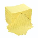 Chemical Absorbent Pads - Absorb Agressive Chemicals, Acids, Alkalis - Spill Control Sheets - 50cm x 40cm, 200 Sheets, Sonic Bonded Core with Spun Bound Top Layer, Yellow - Indoor/Outdoor Use